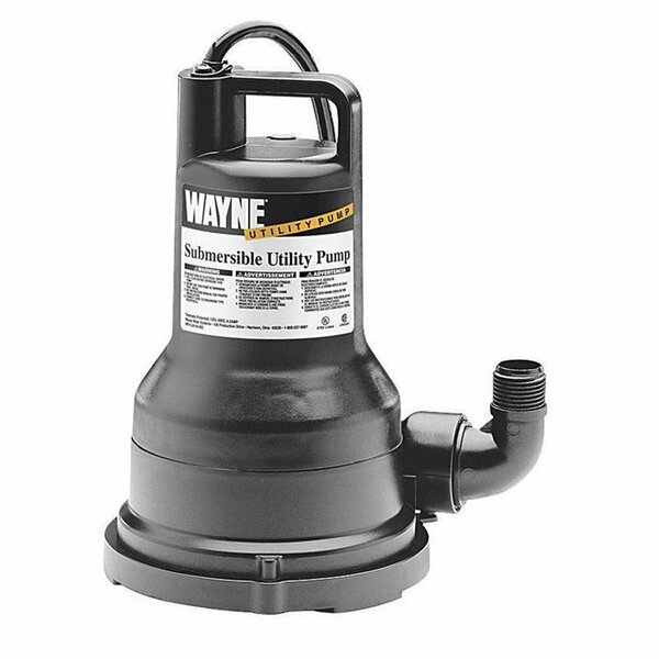 Wayne 0.2 HP 2050 GPH Thermoplastic Switchless Switch Bottom AC Submersible Utility Pump 46820